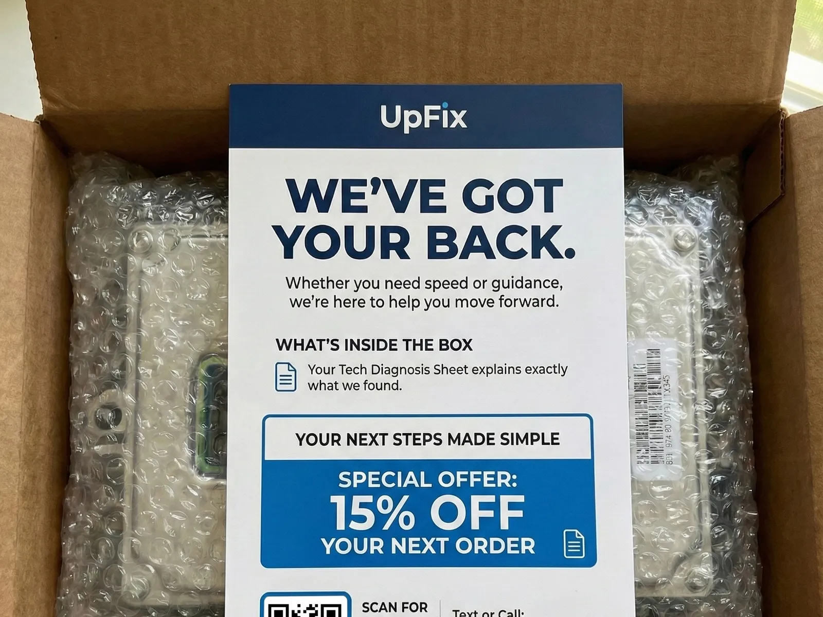 UpFix Repair Box Insert — Print & Marketing